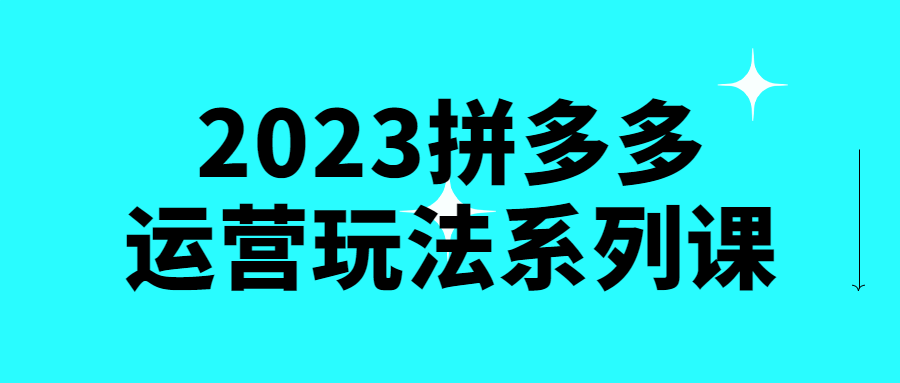 2023拼多多运营玩法系列课