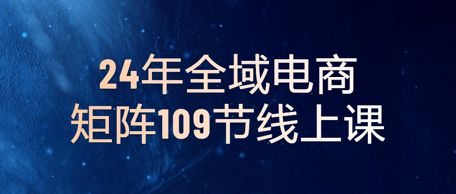 24年全域电商矩阵109节线上课